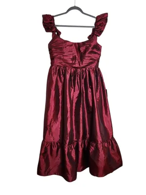 Lulus Burgundy Lace-up Back Midi Party Dress NWT Size XL Wedding Guest Dress thumbnail 3