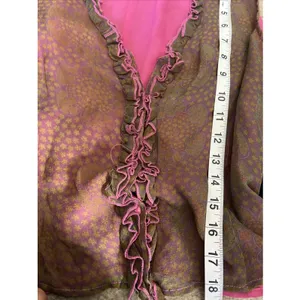 Y2K Silk Floral Fairy Top S Silk Ruffled Romantic Coquette Boho Hippie Celestial thumbnail 8
