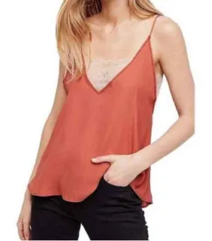 Free People Intimately Women's Medium Rust lace trim‎ v-neck Camisole Top thumbnail 1