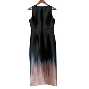 Kay Unger Ombre Satin Midi Dress Black Blush Bow Waist Size 6 NWT thumbnail 3