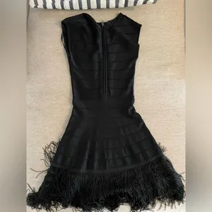French‎ Connection Belle Époque Dress Fringe Size 2 Black Bondage thumbnail 5