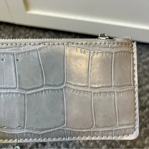Zara Women’s Gray Croc‎ Like Texture Wallet With Silver Chain thumbnail 5