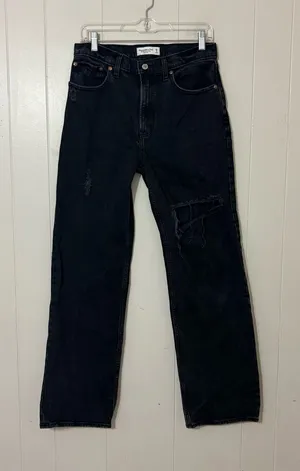 Abercrombie 90s Relaxed High Rise Distressed Black Jeans 28 / 6 thumbnail 1