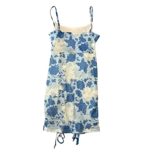Missguided Blue Dragon‎ Floral Ruched Bodycon Mini Dress Y2K Size 2 Going Out thumbnail 11