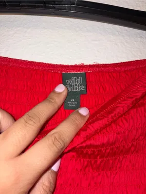 NWOT Wild Fable Red Smocked Maxi Skirt Side Slit Boho Summer XS thumbnail 6