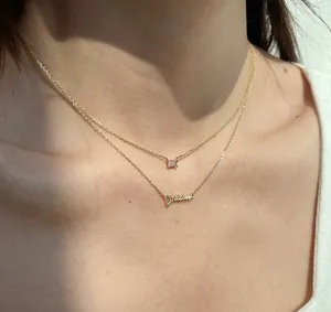 14k gold plated over silver double chain and pendants necklace dream minimalist 925 Sterling silver thumbnail 4