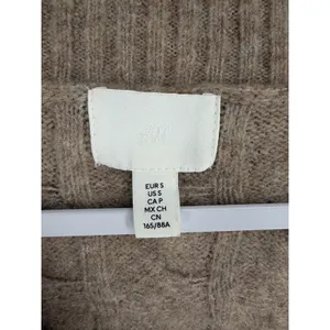 H&M Womens Cardigan Taupe Cable Knit Cropped Gold Button‎ Small thumbnail 5