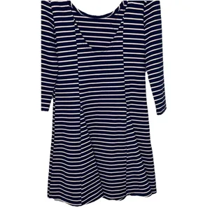Free People Women's‎ Dress Nautical Knotty Jersey Knit Striped Blue White Large thumbnail 8