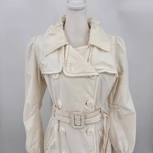 Esprit Trench Coat Ivory Cream Double Breasted Belted Y2K Waterproof Medium thumbnail 4