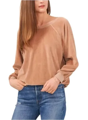 Aerie Loungewear Orange Velour Oversized Fit Crewneck Sweatshirt Size Small thumbnail 1