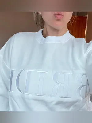 Six Stories BRIDE Embroidered White Crewneck Sweatshirt thumbnail 7