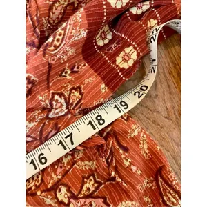Loft burnt orange floral ruffled shoulder long sleeve blouse thumbnail 9