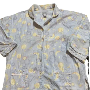 Lanz Of Salzburg Celestial Moon and Stars Flannel Pajama Set‎ Blue Large 2 Piece thumbnail 2
