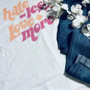 Love Tribe Hate Less & Love More Retro Bohemian Oversized T Shirt thumbnail 6