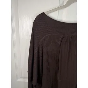 Free People Small Leo Henley Waffle Flow Tunic Brown Y2K Babydoll thumbnail 9