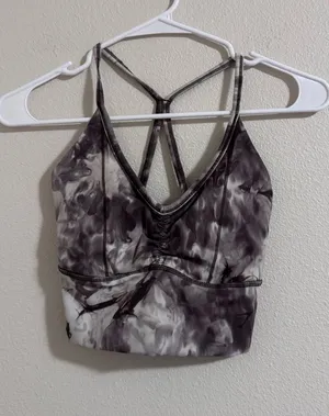 Gymshark Charcoal and White Tie-Dye Sports Bra XS thumbnail 1