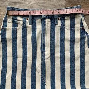 Abercrombie & Fitch Denim & White Striped Natural Rise Raw Hem Mini Skirt 26 2 thumbnail 4