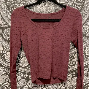 American Eagle Long Sleeve Maroon Top thumbnail 1