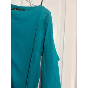 Lizsport Sweatshirt Vintage 90s Teal Exposed Seam Boat Neck‎ Small thumbnail 5
