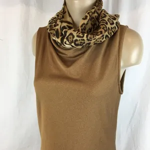 Ron Leal Brown Jersey Sleeveless Drape Cowl Neck Shift Dress 10 thumbnail 3