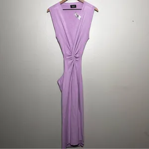 NEW Vici Women Midi Dress XL Lavender Purple Cutout Twist Open Back‎ Brunch Date thumbnail 3