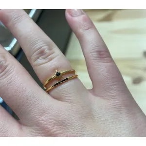 NEW Women's Dainty Gold Filled Black & Synthetic Diamond‎ Ring Size 7 thumbnail 7