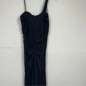 Xscape Blue Beaded One Shoulder Maxi Formal Dress Womens 12 Ruched Bridesmaid thumbnail 12