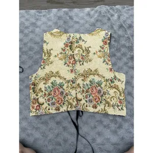 Source Unknown Ren Faire Reversible Tapestry Corset Vest Goblincore Cottagecore VTG Lace Up M thumbnail 17