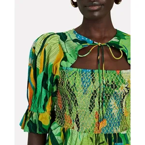 NEW!! FARM RIO Vintage Toucans Smocked‎ Peplum Top Blouse Tropical Small thumbnail 5