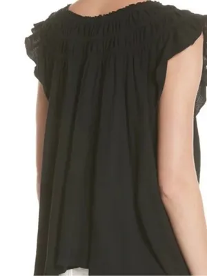 We The Free Black Coconut tree Smocked Off-Shoulder Tunic Top Size S thumbnail 10