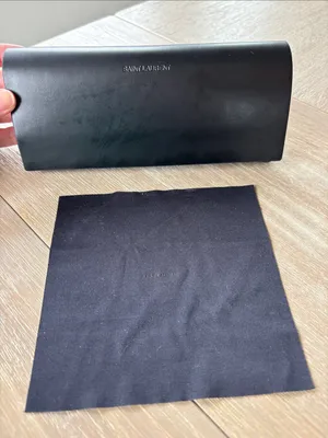 Saint Laurent Black Leather Sunglasses Case with Branded Cloth thumbnail 1