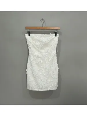 Altar'd State White Floral Embroidered Strapless Mini Dress Size M Romantic thumbnail 2