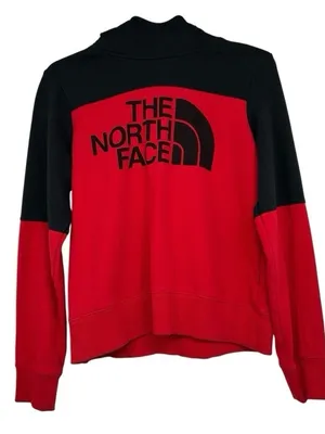 The North Face Women’s M Red Black Fleece Logo Hoodie Pullover NF0A3X75 thumbnail 1