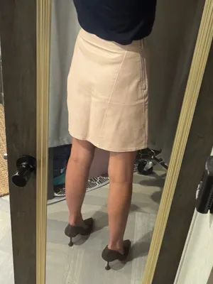 Zara Vegan Leather Mini Skirt in Pale Pink Size XS thumbnail 3
