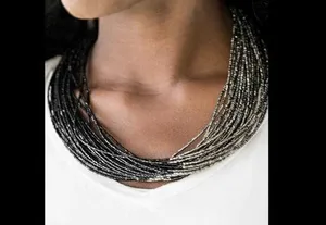 Paparazzi Flashy Fashion- Black and Silver Necklace thumbnail 1