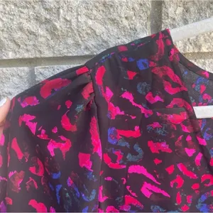 Torrid Peplum Georgette Tie Front Leopard Print Blouse Plus Size 2X Black Pink thumbnail 11