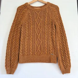 Abercrombie & Fitch Womens Brown Cable Knit Raglan Crew Neck Sweater Small thumbnail 1