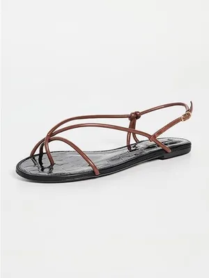NWT SCHUTZ Malta Flat Sandals Size 7 Strappy Leather Croc Embossed Sauvage thumbnail 2