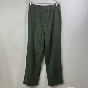 Denim & Co Olive Green Faux Suede Pull On Drawstring Pants Large High Rise L thumbnail 2