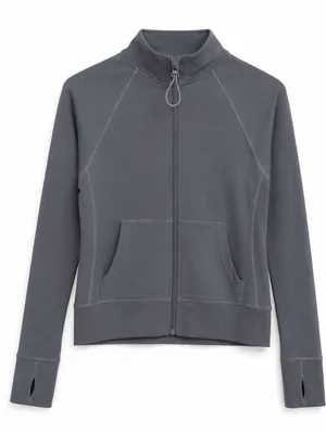 Threads 4 Thought Gray Zip Front Athletic Jacket XS Thumbhole Sleeves thumbnail 1