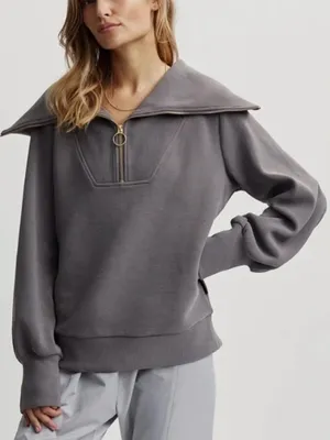 Varley Vine Half-Zip Grey Pullover‎ Sz L thumbnail 1