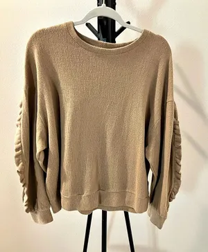 A New Day Textured Crewneck Sweater in Brown XL thumbnail 1