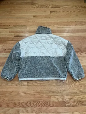 Abercrombie Gray Sherpa fleece Jacket Large Full Zip Cozy Teddy thumbnail 8