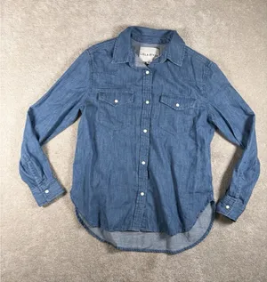 lola river‎ denim pearl snap shirt Xs thumbnail 1