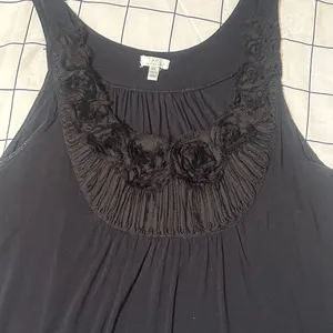 XL TANK TOP. Black on black floral design. thumbnail 4