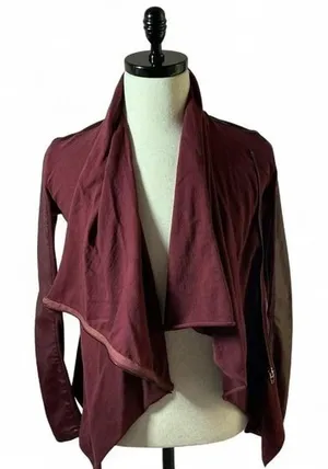BLANKNYC Womens Goth Faux Leather Mixed Media Draped‎ Moto Jacket XS 30M-9027MX thumbnail 1