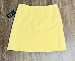 H & M Yellow Tweed Lined Mini Skirt 12 Bright Preppy thumbnail 4