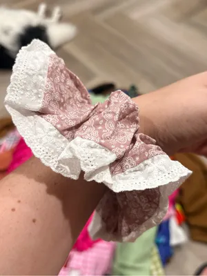 Anthropologie Pink Paisley Giant Oversized Lace Scrunchie thumbnail 3