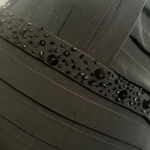 Cache Y2K Vintage Black‎ Beaded Bodycon Pleated Cocktail Mini Dress Sz 8 Party thumbnail 5