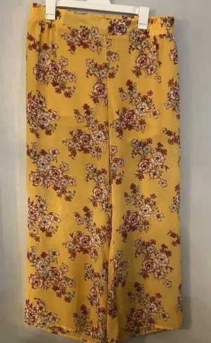 Torrid Womens 0, XXL Pull On Pants Yellow‎ Chiffon Floral Wide Leg Flowy thumbnail 1
